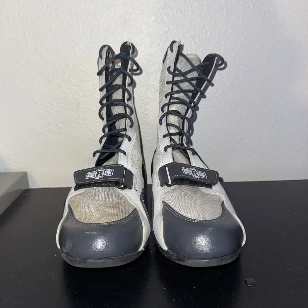 Ringside Apex Elite Shoe Hi-Top Boxing Shoes Boots White Green Gray Size 11